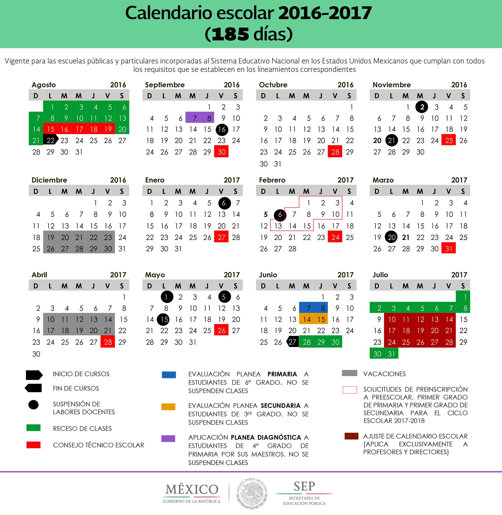 Calendario SEP 200 días