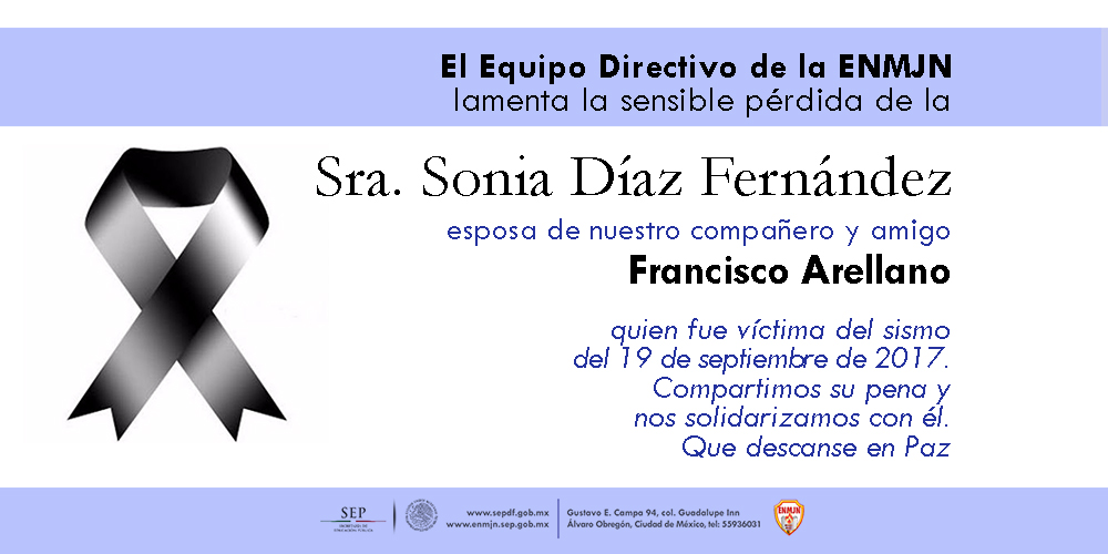 La ENMJN lamenta el deceso de la Sra. Sonia Díaz Fernández