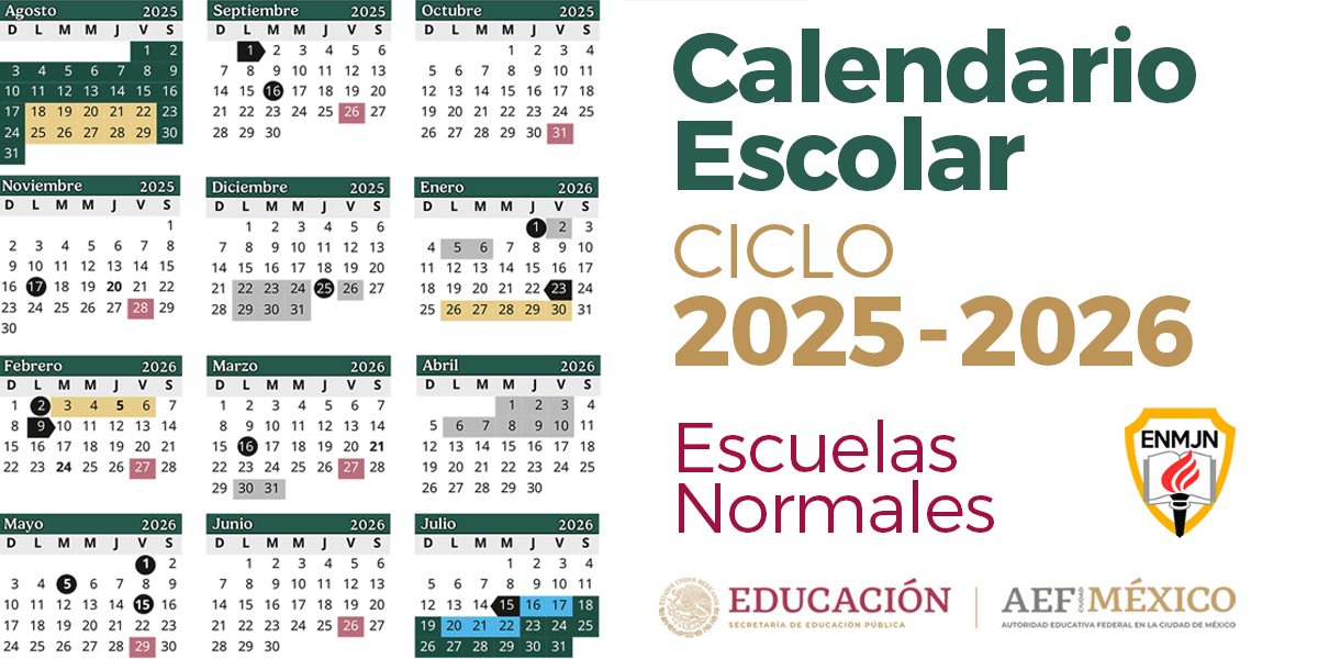 Calendario Escolar 2025 – 2026 Educación Normal